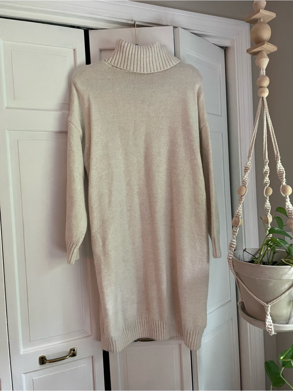 Topshop Cream Turtleneck Sweater Dress